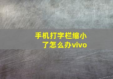 手机打字栏缩小了怎么办vivo