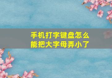 手机打字键盘怎么能把大字母弄小了