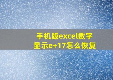 手机版excel数字显示e+17怎么恢复