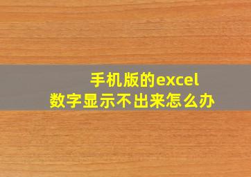 手机版的excel数字显示不出来怎么办