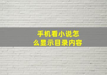 手机看小说怎么显示目录内容