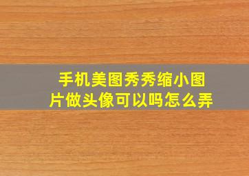 手机美图秀秀缩小图片做头像可以吗怎么弄