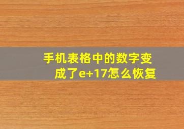 手机表格中的数字变成了e+17怎么恢复