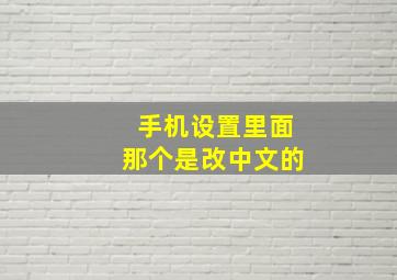 手机设置里面那个是改中文的