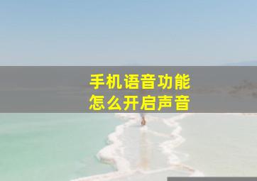 手机语音功能怎么开启声音