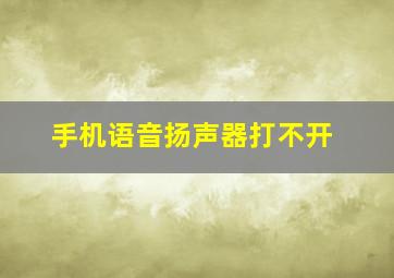 手机语音扬声器打不开