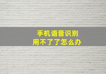 手机语音识别用不了了怎么办