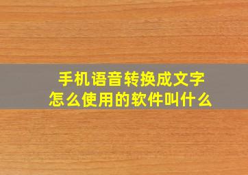 手机语音转换成文字怎么使用的软件叫什么