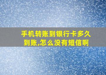 手机转账到银行卡多久到账,怎么没有短信啊