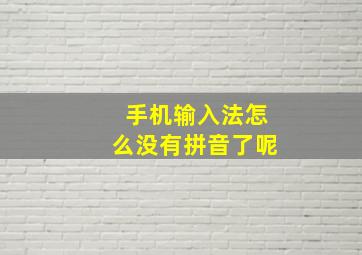 手机输入法怎么没有拼音了呢