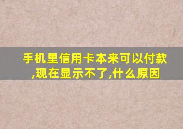 手机里信用卡本来可以付款,现在显示不了,什么原因