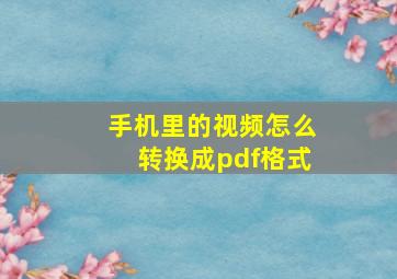 手机里的视频怎么转换成pdf格式