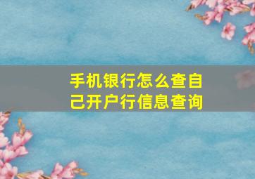 手机银行怎么查自己开户行信息查询