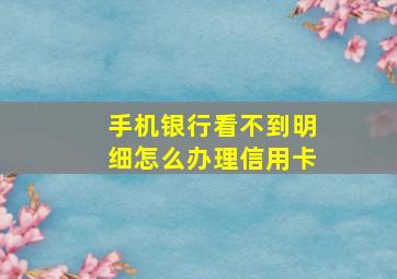 手机银行看不到明细怎么办理信用卡