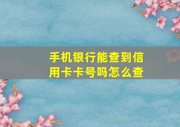 手机银行能查到信用卡卡号吗怎么查