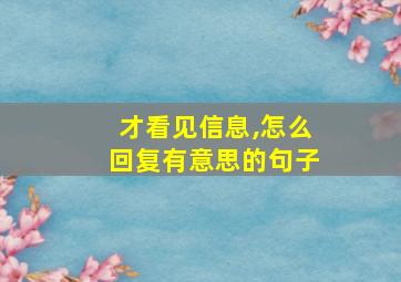 才看见信息,怎么回复有意思的句子