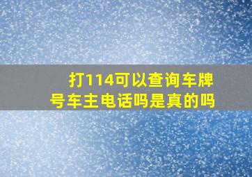 打114可以查询车牌号车主电话吗是真的吗