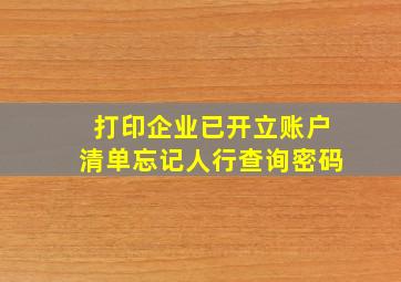 打印企业已开立账户清单忘记人行查询密码