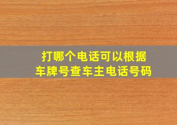 打哪个电话可以根据车牌号查车主电话号码