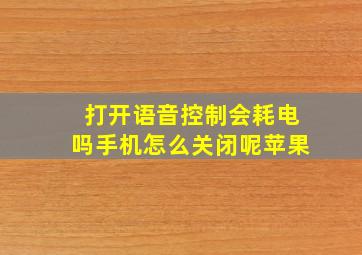 打开语音控制会耗电吗手机怎么关闭呢苹果