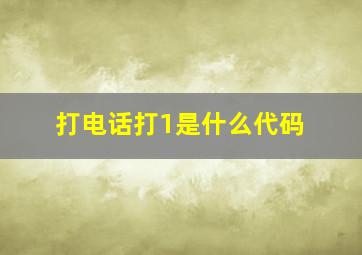 打电话打1是什么代码