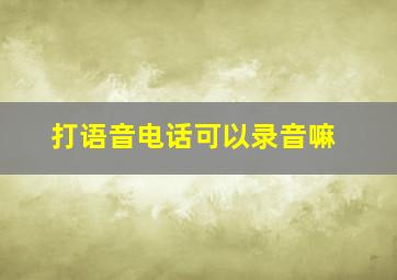 打语音电话可以录音嘛