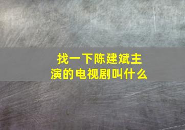 找一下陈建斌主演的电视剧叫什么