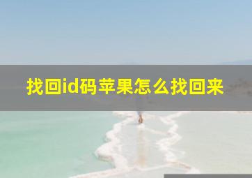 找回id码苹果怎么找回来