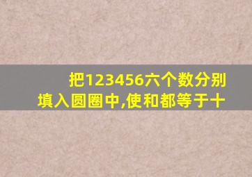 把123456六个数分别填入圆圈中,使和都等于十