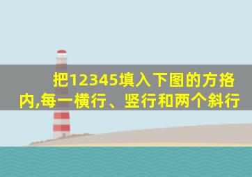 把12345填入下图的方挌内,每一横行、竖行和两个斜行