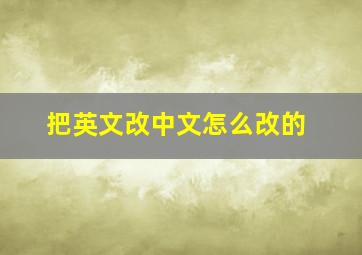 把英文改中文怎么改的