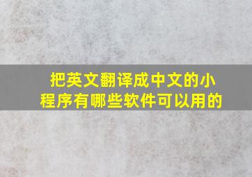 把英文翻译成中文的小程序有哪些软件可以用的