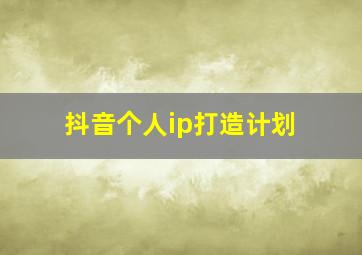 抖音个人ip打造计划