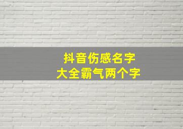 抖音伤感名字大全霸气两个字