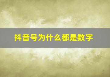 抖音号为什么都是数字