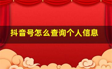 抖音号怎么查询个人信息