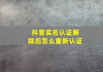 抖音实名认证解除后怎么重新认证