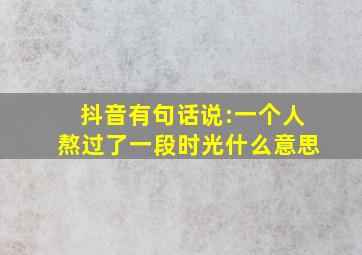 抖音有句话说:一个人熬过了一段时光什么意思