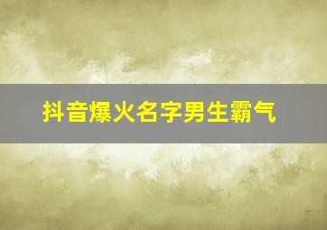 抖音爆火名字男生霸气