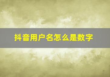 抖音用户名怎么是数字