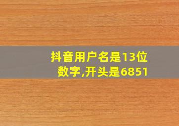 抖音用户名是13位数字,开头是6851