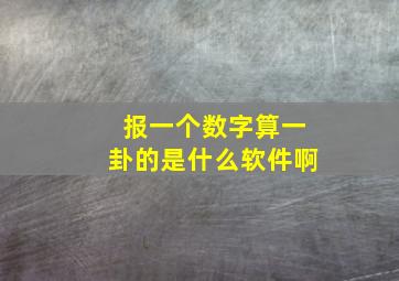 报一个数字算一卦的是什么软件啊