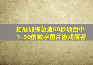 拓展训练急速60秒项目中1-30的数字图片游戏解密