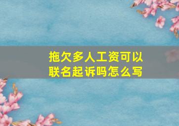 拖欠多人工资可以联名起诉吗怎么写