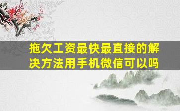 拖欠工资最快最直接的解决方法用手机微信可以吗