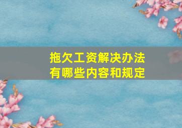 拖欠工资解决办法有哪些内容和规定