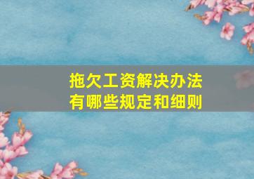 拖欠工资解决办法有哪些规定和细则