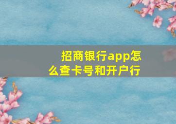 招商银行app怎么查卡号和开户行