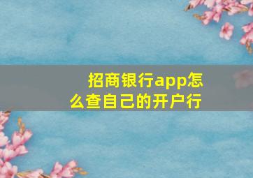 招商银行app怎么查自己的开户行