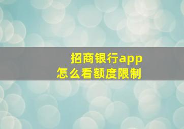 招商银行app怎么看额度限制